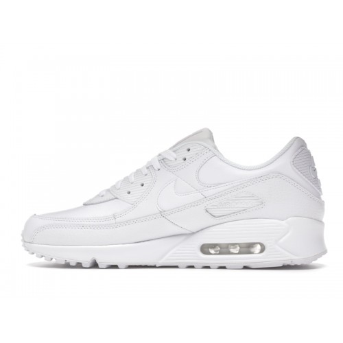 Кроссы Nike Air Max 90 Leather Triple White - мужская сетка размеров