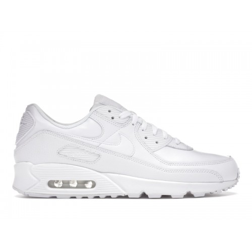 Кроссы Nike Air Max 90 Leather Triple White - мужская сетка размеров