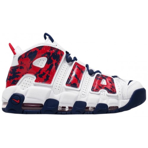 Кроссы Nike Air More Uptempo Red Navy Camo - мужская сетка размеров