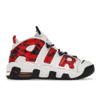 Подростковые кроссовки Nike Air More Uptempo White Blue Red Camo (GS)