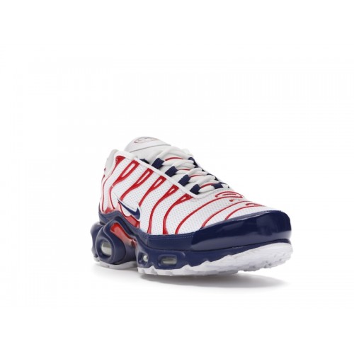 Кроссы Nike Air Max Plus USA White Red - мужская сетка размеров