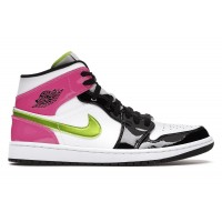 Кроссовки Jordan 1 Mid White Black Cyber Pink