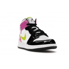 Подростковые Jordan 1 Mid White Black Cyber Pink (GS)