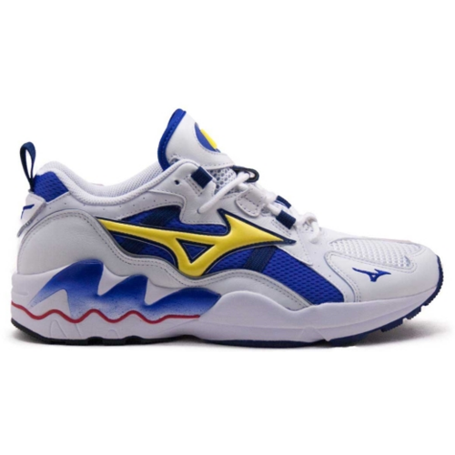 Кроссы Mizuno Wave Rider White Blue Yellow - мужская сетка размеров