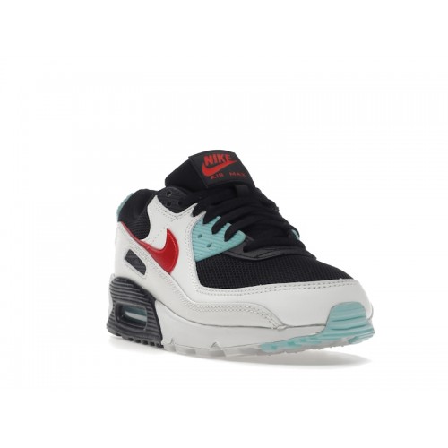 Nike Wmns Air Max 90 Bleached Aqua Red - женская сетка размеров