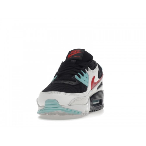 Nike Wmns Air Max 90 Bleached Aqua Red - женская сетка размеров