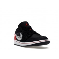 Jordan 1 Low Brushstroke Swoosh Black