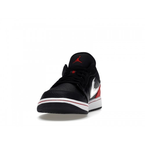 Air Jordan 1 Low Brushstroke Swoosh - Black Red - мужская сетка размеров