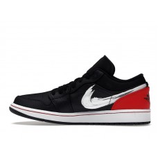 Jordan 1 Low Brushstroke Swoosh Black