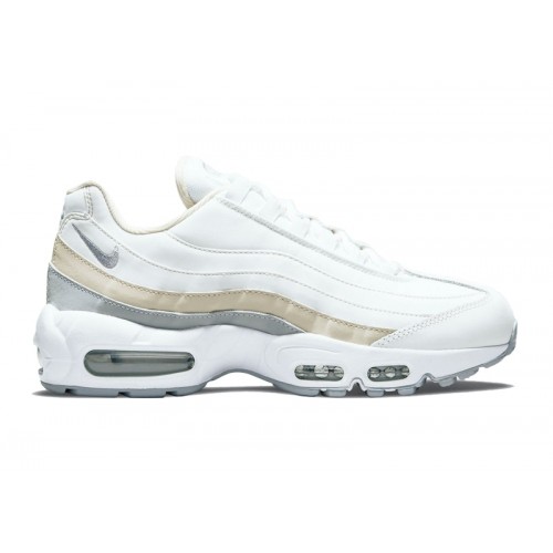 Кроссы Nike Air Max 95 White Beige Grey (W) - женская сетка размеров