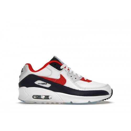 Nike Air Max 90 Deep Royal University Red (GS) - подростковая сетка размеров