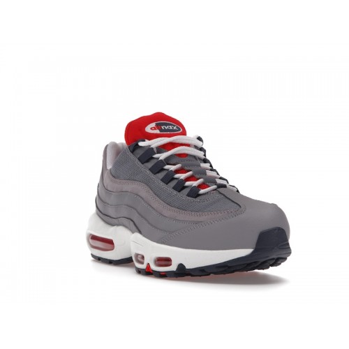 Кроссы Nike Air Max 95 Grey Navy Crimson - мужская сетка размеров