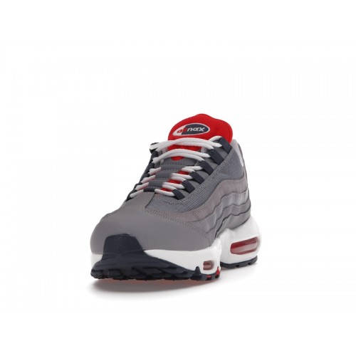 Кроссы Nike Air Max 95 Grey Navy Crimson - мужская сетка размеров