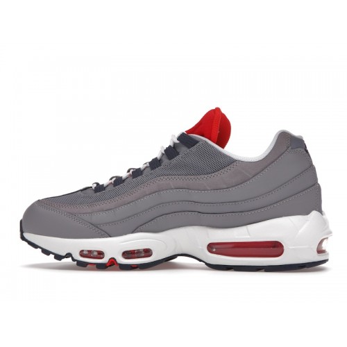 Кроссы Nike Air Max 95 Grey Navy Crimson - мужская сетка размеров