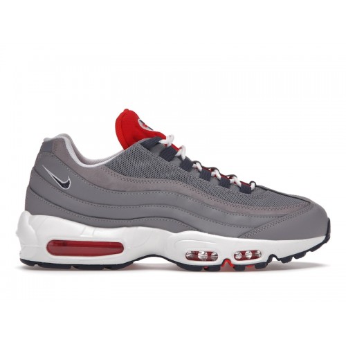 Кроссы Nike Air Max 95 Grey Navy Crimson - мужская сетка размеров