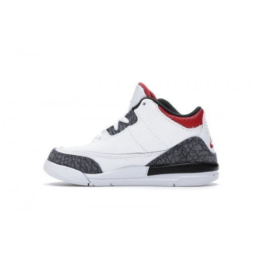 Кроссы Jordan 3 Retro SE Fire Red Denim (PS) - детская сетка размеров