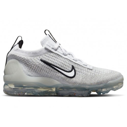 Кроссы Nike Air VaporMax 2021 FK White Metallic Silver (GS) - подростковая сетка размеров