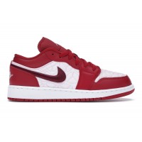 Подростковые кроссовки Jordan 1 Low SE Red Quilt (GS)