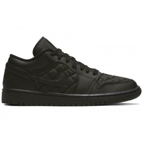 Wmns Air Jordan 1 Low Triple Black Quilted - женская сетка размеров