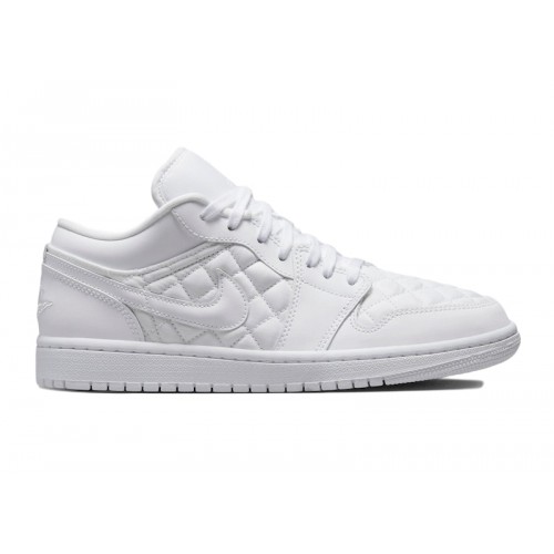 Кроссы Air Jordan 1 Low Quilted White (W) - женская сетка размеров