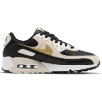 Женские Nike Air Max 90 Black Metallic Gold Summit White (W)