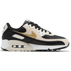 Женские Nike Air Max 90 Black Metallic Gold Summit White (W)