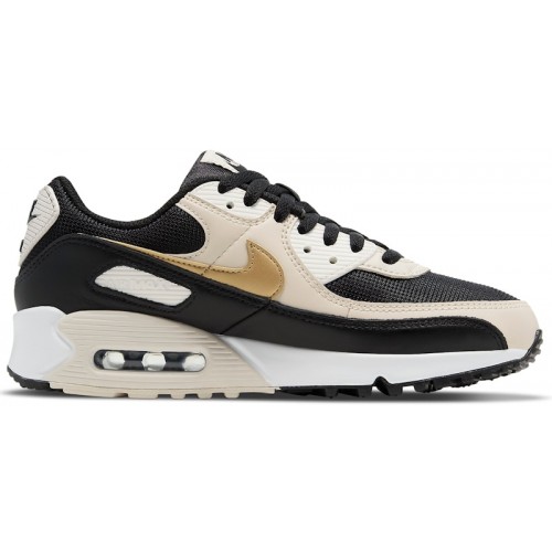 Nike Wmns Air Max 90 Black Metallic Gold - женская сетка размеров