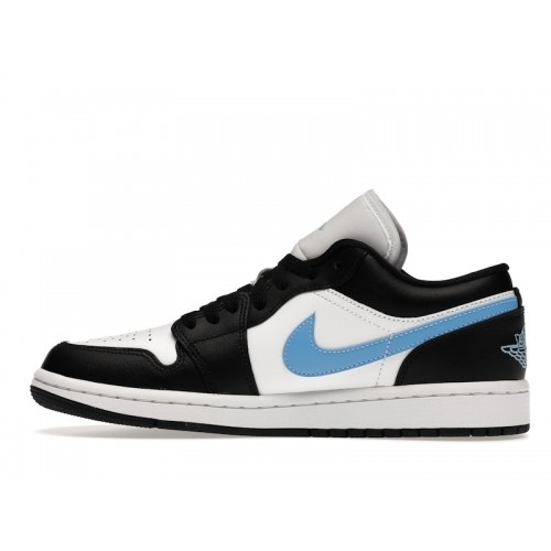 Кроссы Jordan 1 Low Black University Blue White (W) - женская сетка размеров