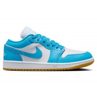 Женские кроссовки Jordan 1 Low White Gum Light Brown Dark Powder Blue (W)