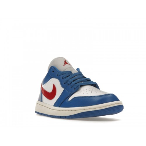 Кроссы Jordan 1 Low Sport Blue Gym Red (W) - женская сетка размеров