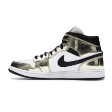 Jordan 1 Mid Metallic Gold Black White
