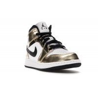 Подростковые Jordan 1 Mid Metallic Gold Black White (GS)