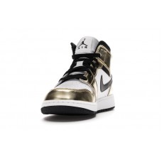 Подростковые Jordan 1 Mid Metallic Gold Black White (GS)