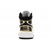 Подростковые Jordan 1 Mid Metallic Gold Black White (GS)
