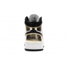 Подростковые Jordan 1 Mid Metallic Gold Black White (GS)