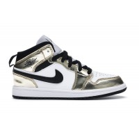 Детские кроссовки Jordan 1 Mid Metallic Gold Black White (PS)