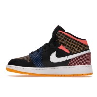Подростковые Jordan 1 Mid MMD Multi-Color Grid (GS)