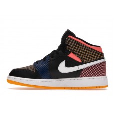 Подростковые Jordan 1 Mid MMD Multi-Color Grid (GS)