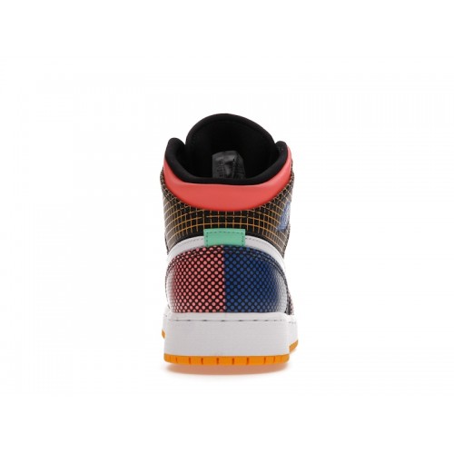 Air Jordan 1 Mid MMD GS Multi Grid - подростковая сетка размеров