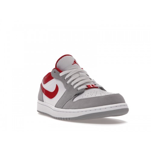 Кроссы Jordan 1 Low SE Light Smoke Grey Gym Red - мужская сетка размеров