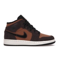 Подростковые кроссовки Jordan 1 Mid SE Dark Chocolate (GS)