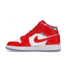 Подростковые Jordan 1 Mid Barcelona Sweater Red Patent (GS)