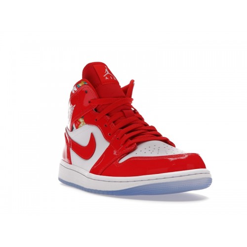 Кроссы Jordan 1 Mid Barcelona Sweater Red Patent - мужская сетка размеров