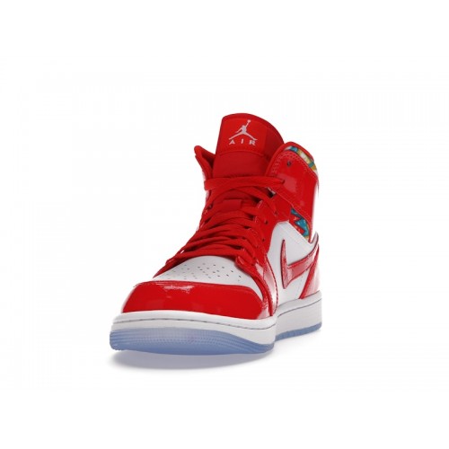 Кроссы Jordan 1 Mid Barcelona Sweater Red Patent - мужская сетка размеров