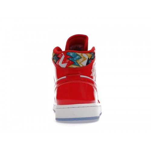 Кроссы Jordan 1 Mid Barcelona Sweater Red Patent - мужская сетка размеров