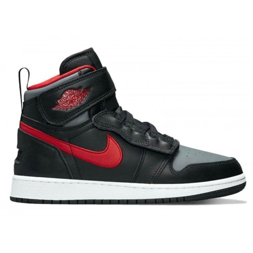 Air Jordan 1 High FlyEase GS Smoke Grey Gym Red - подростковая сетка размеров