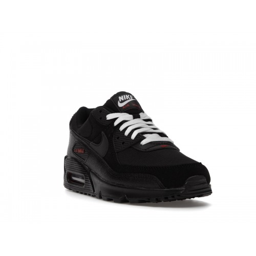 Кроссы Nike Air Max 90 Black Sport Red - мужская сетка размеров