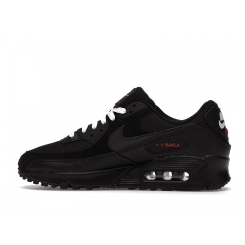 Кроссы Nike Air Max 90 Black Sport Red - мужская сетка размеров