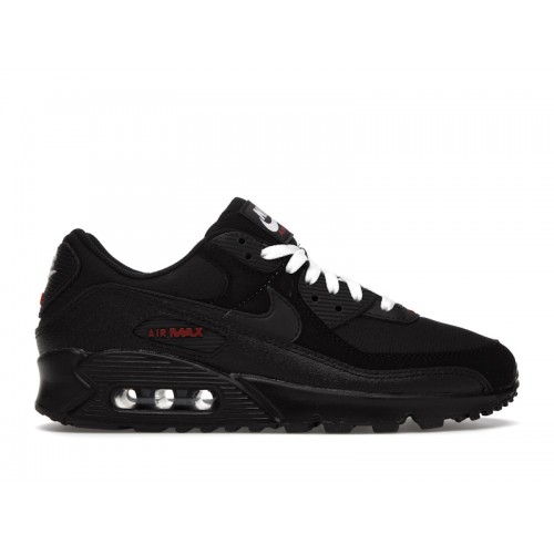 Кроссы Nike Air Max 90 Black Sport Red - мужская сетка размеров