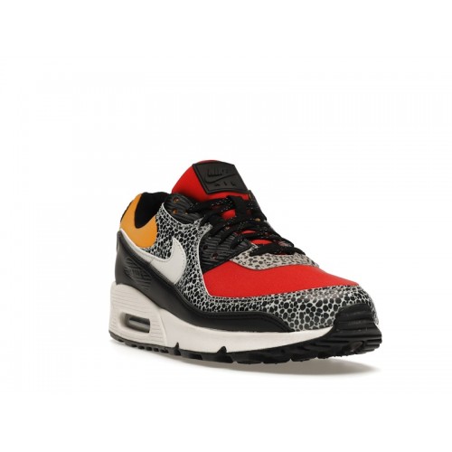 Кроссы Nike Air Max 90 SE Safari Chile Red Pollen (W) - женская сетка размеров